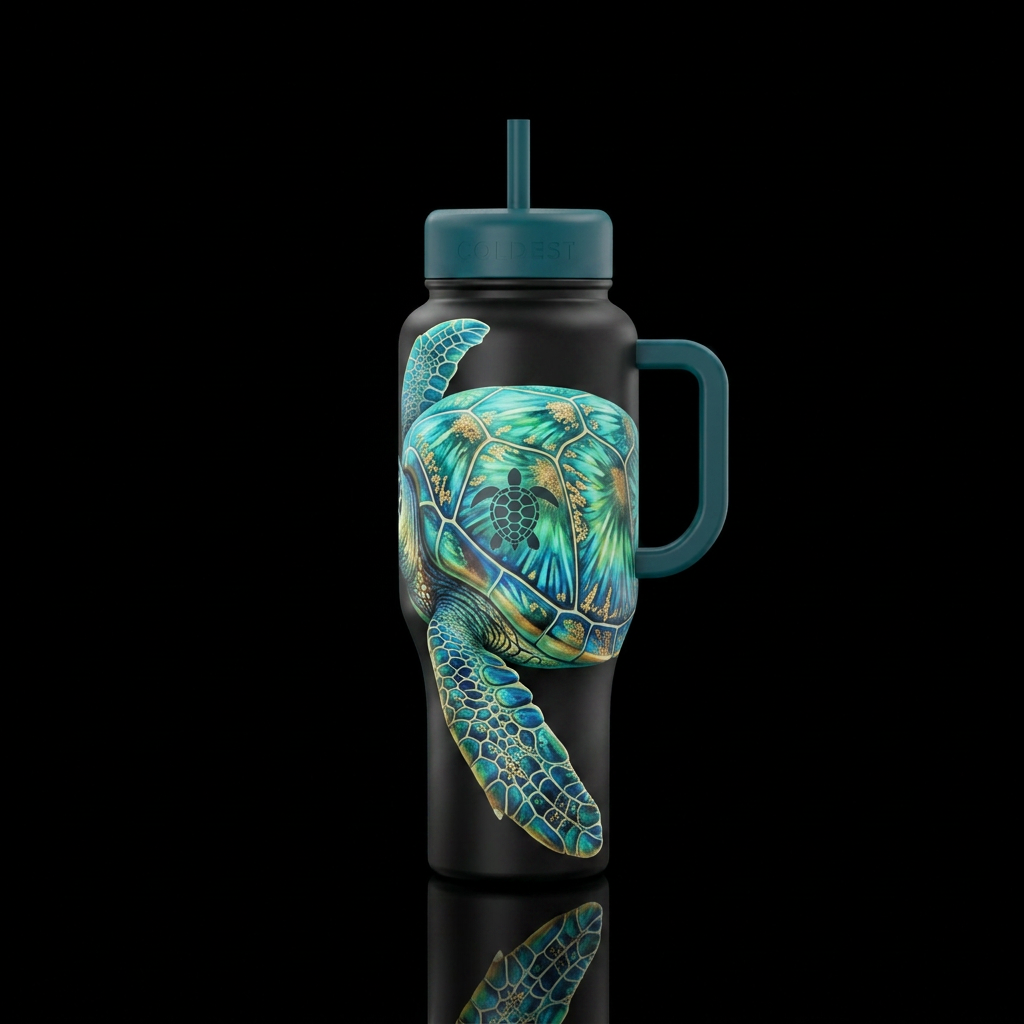 Sea turtle water bottle design