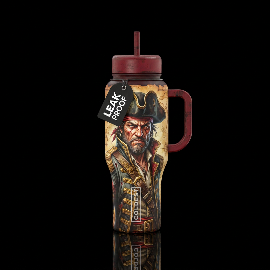 Pirate captain water bottle design