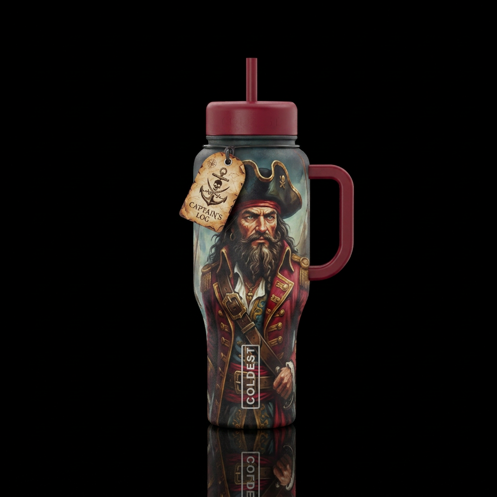 Pirate captain water bottle design