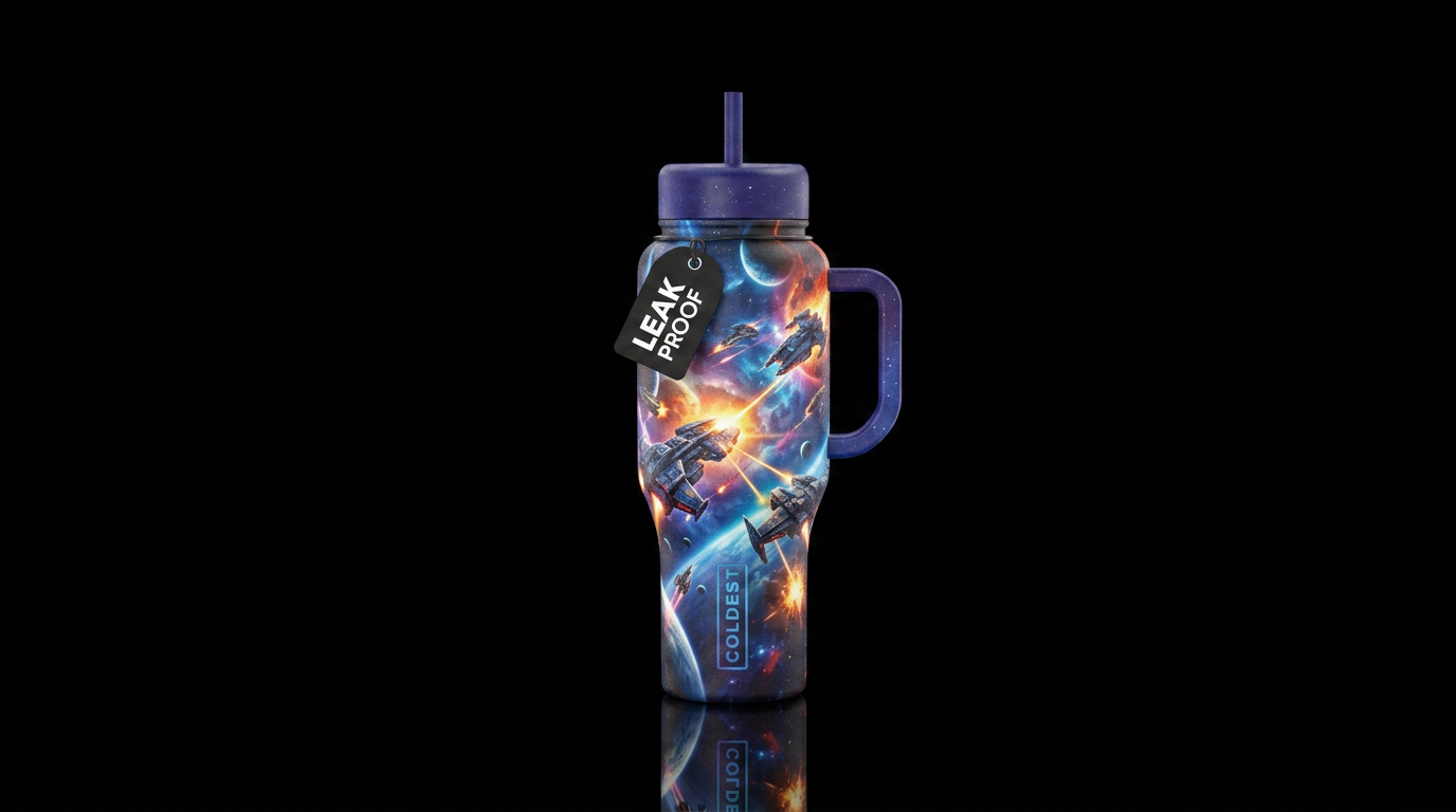 Galactic battle water bottle design