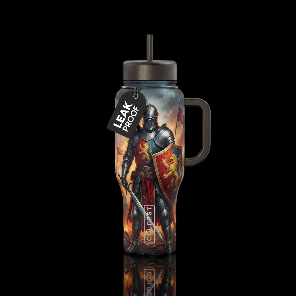 Knight ready for war water bottle design