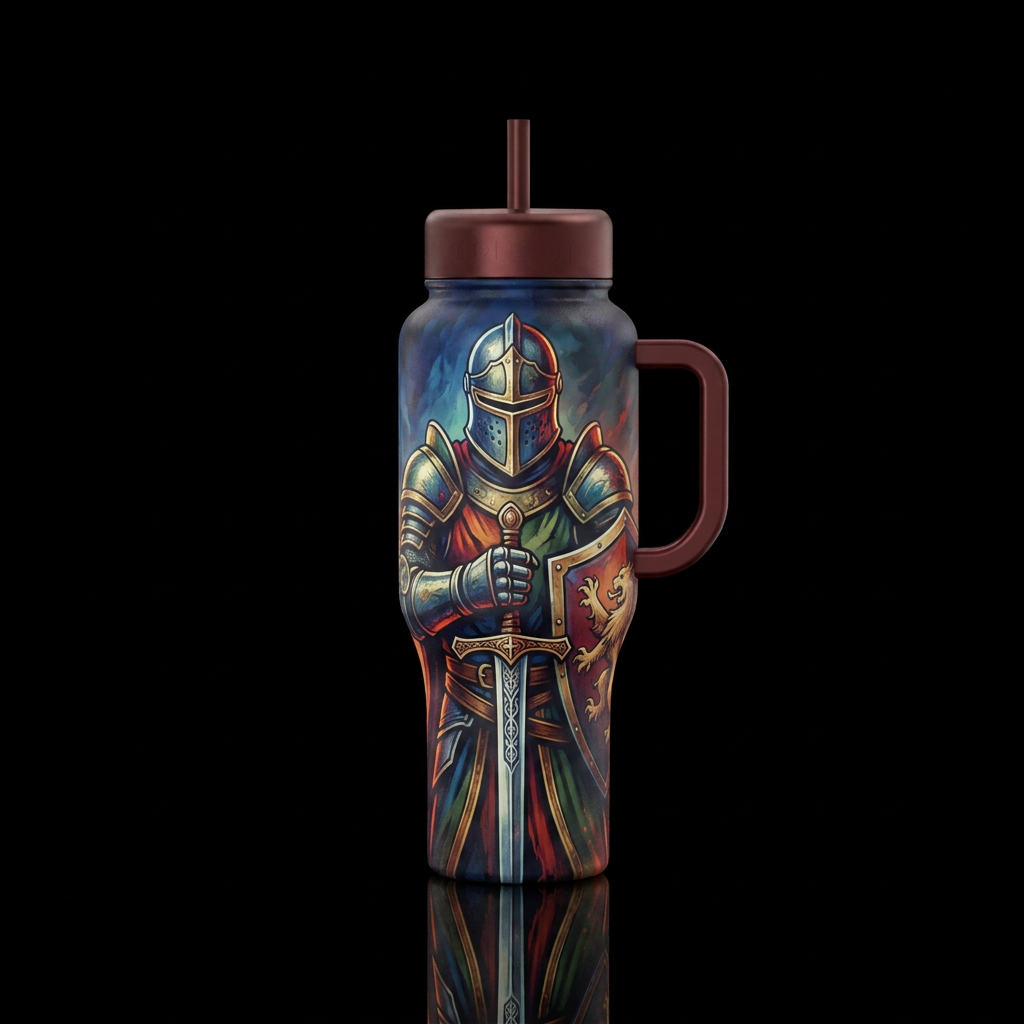Knight ready for war water bottle design