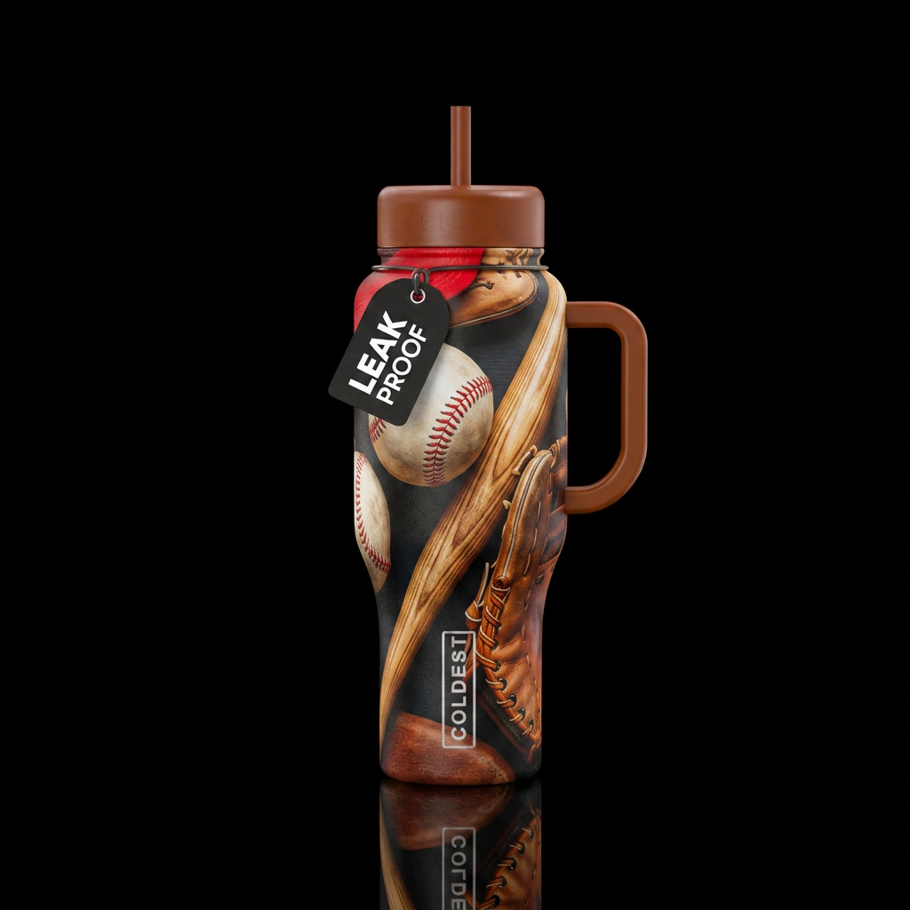 Baseball, Baseball bat, baseball glove water bottle design