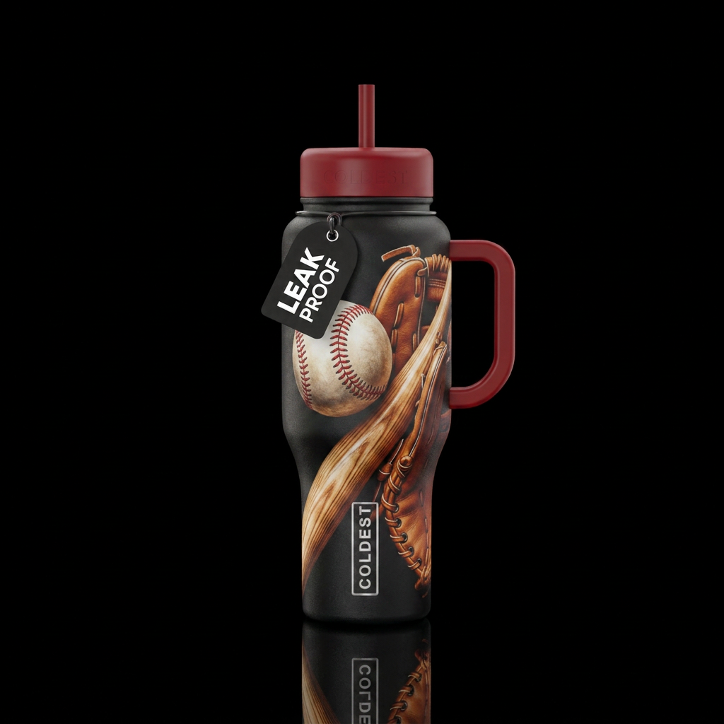 Baseball, Baseball bat, baseball glove water bottle design
