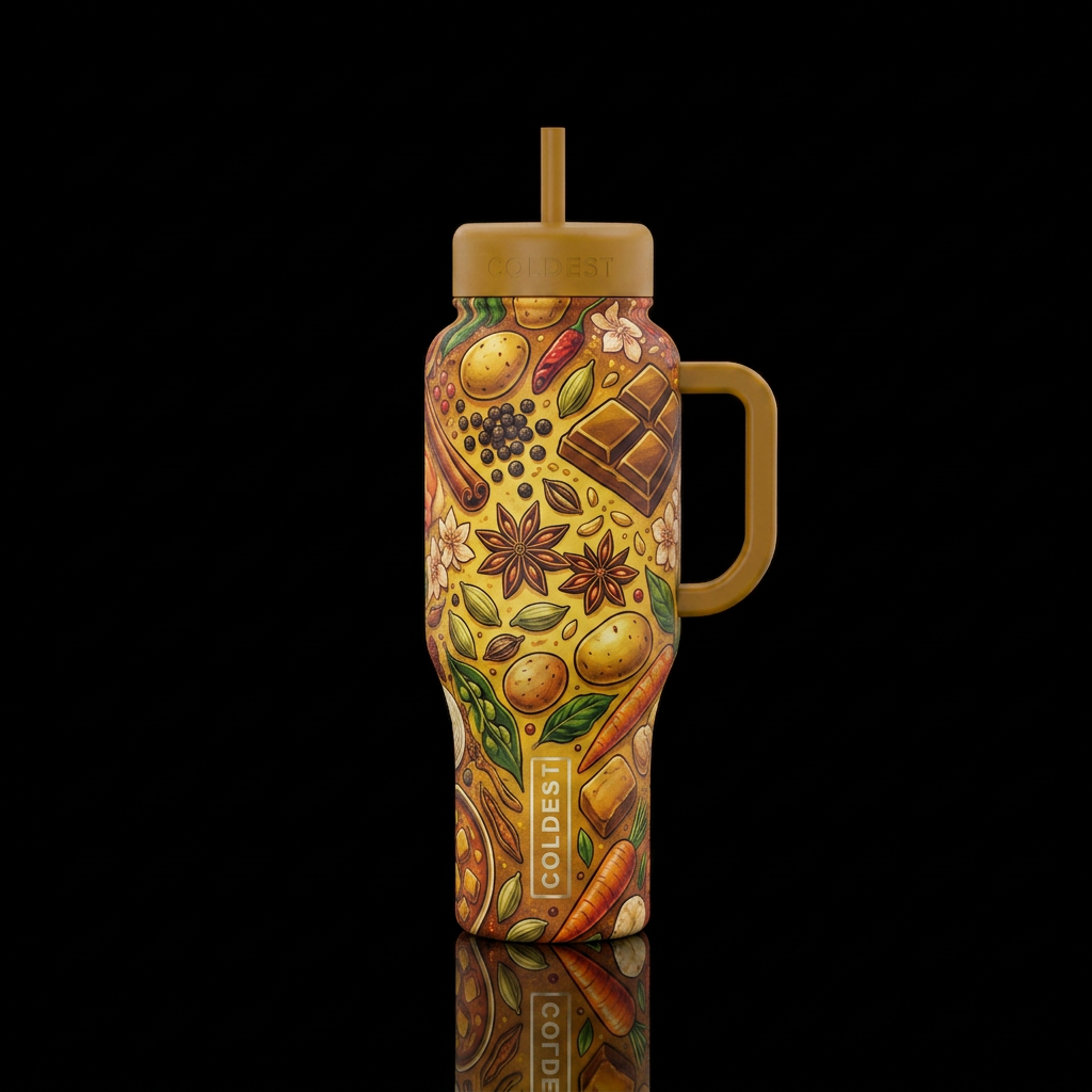 Japanese curry blossom water bottle design