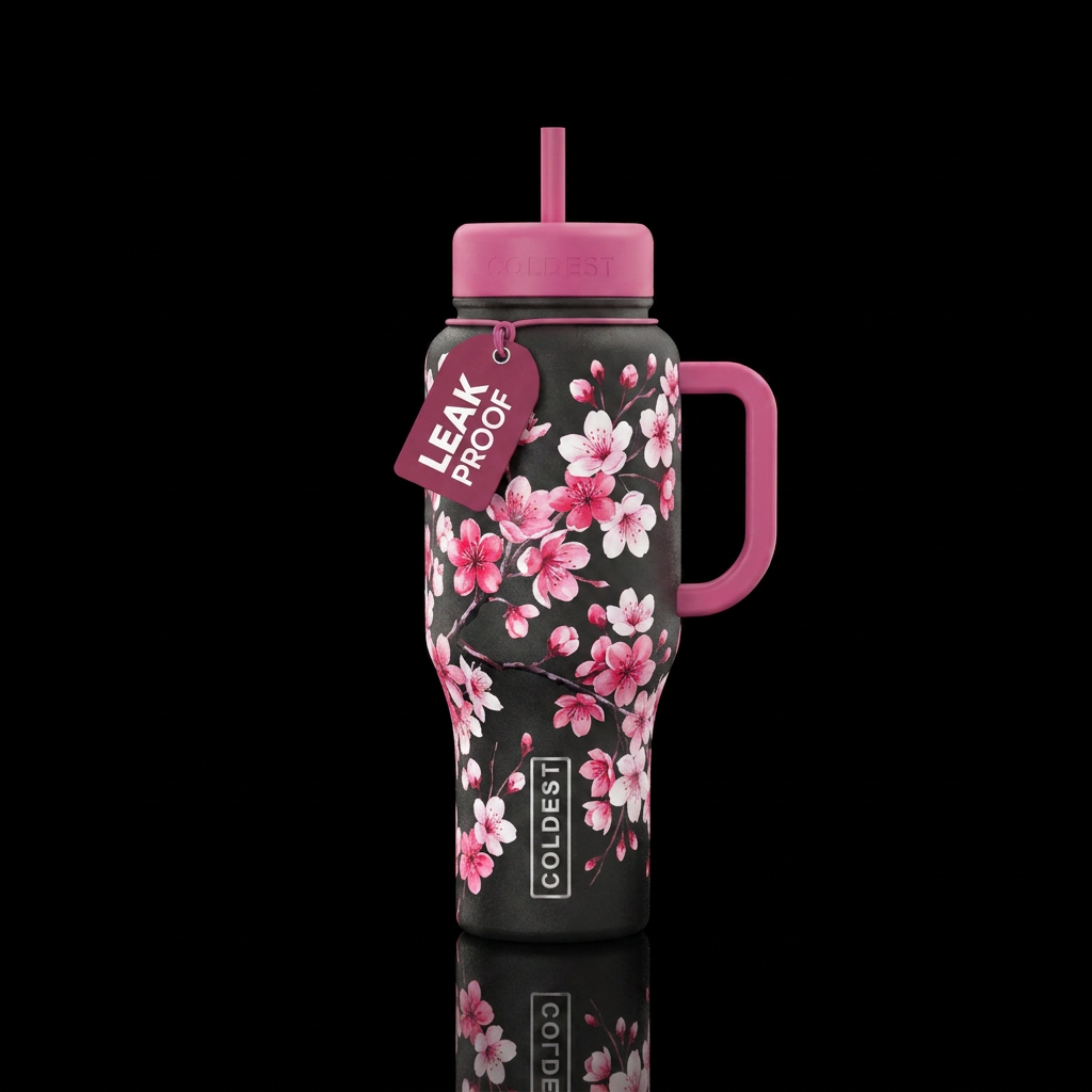 Japanese cherry blossom water bottle design