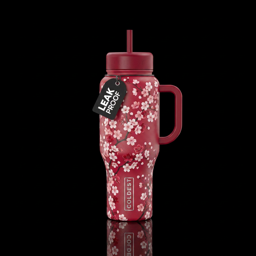 Japanese cherry blossom water bottle design