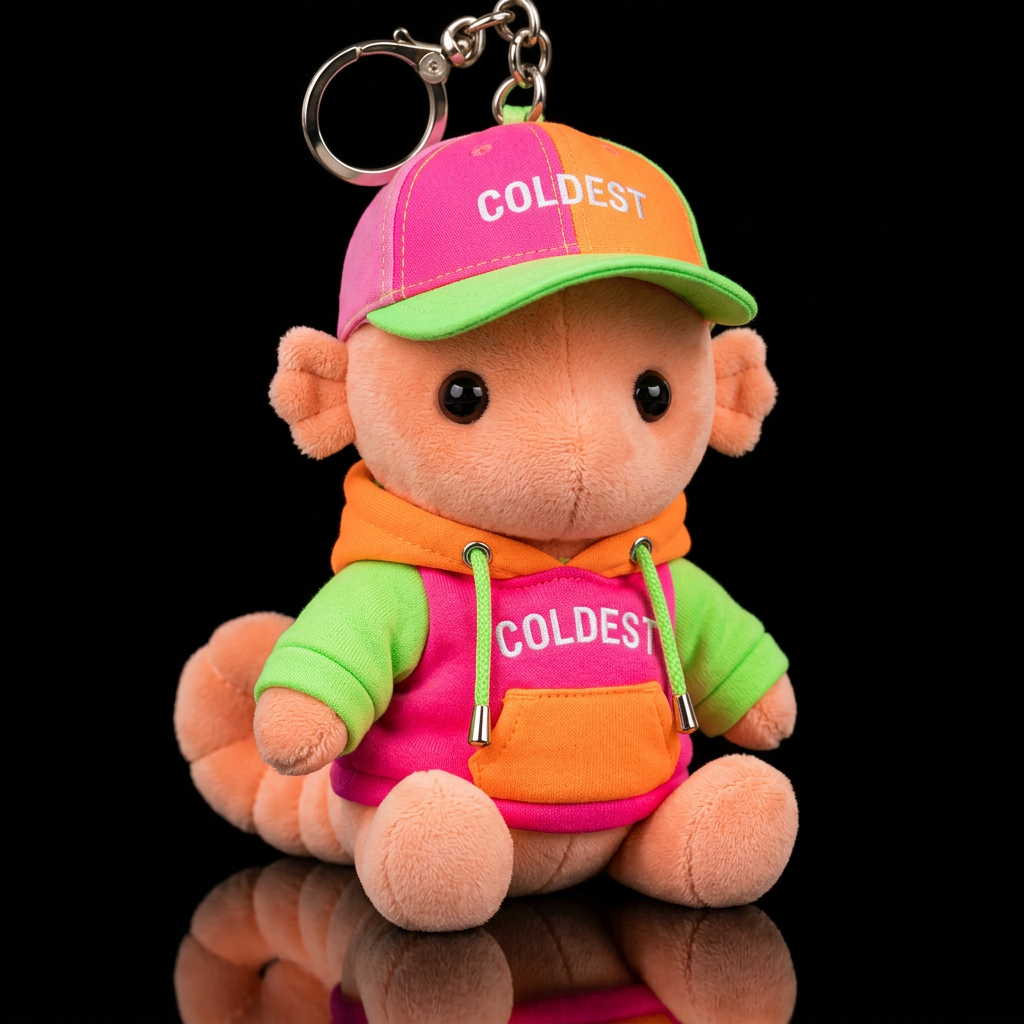 Peach colored seahorse with neon hoodie and hat water bottle design