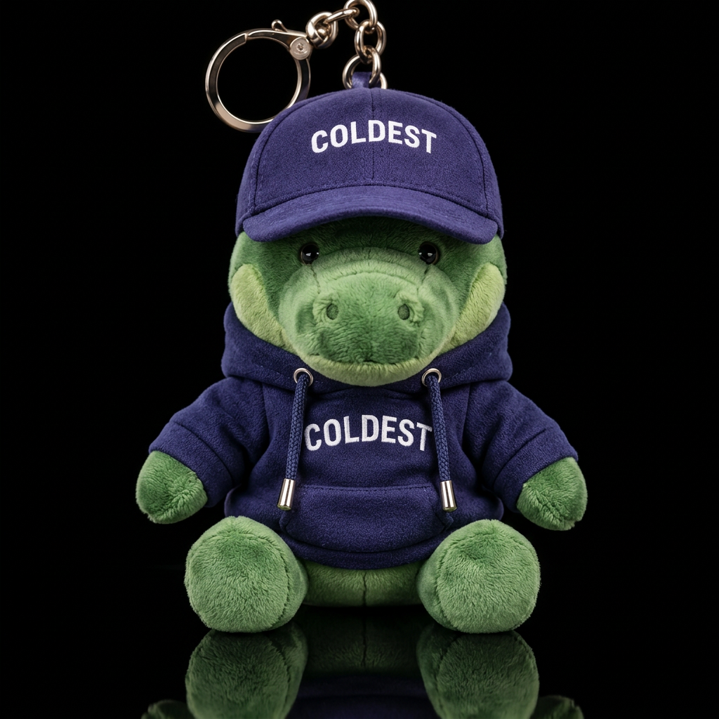 Gator with indigo blue hat and hoodie water bottle design