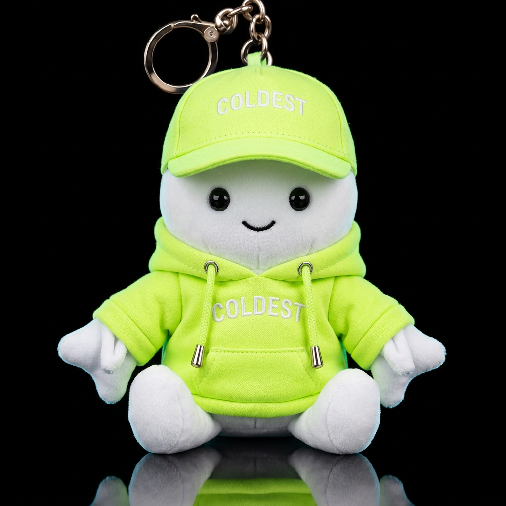 Cute ghost with glowie lemon green hoodie and hat water bottle design