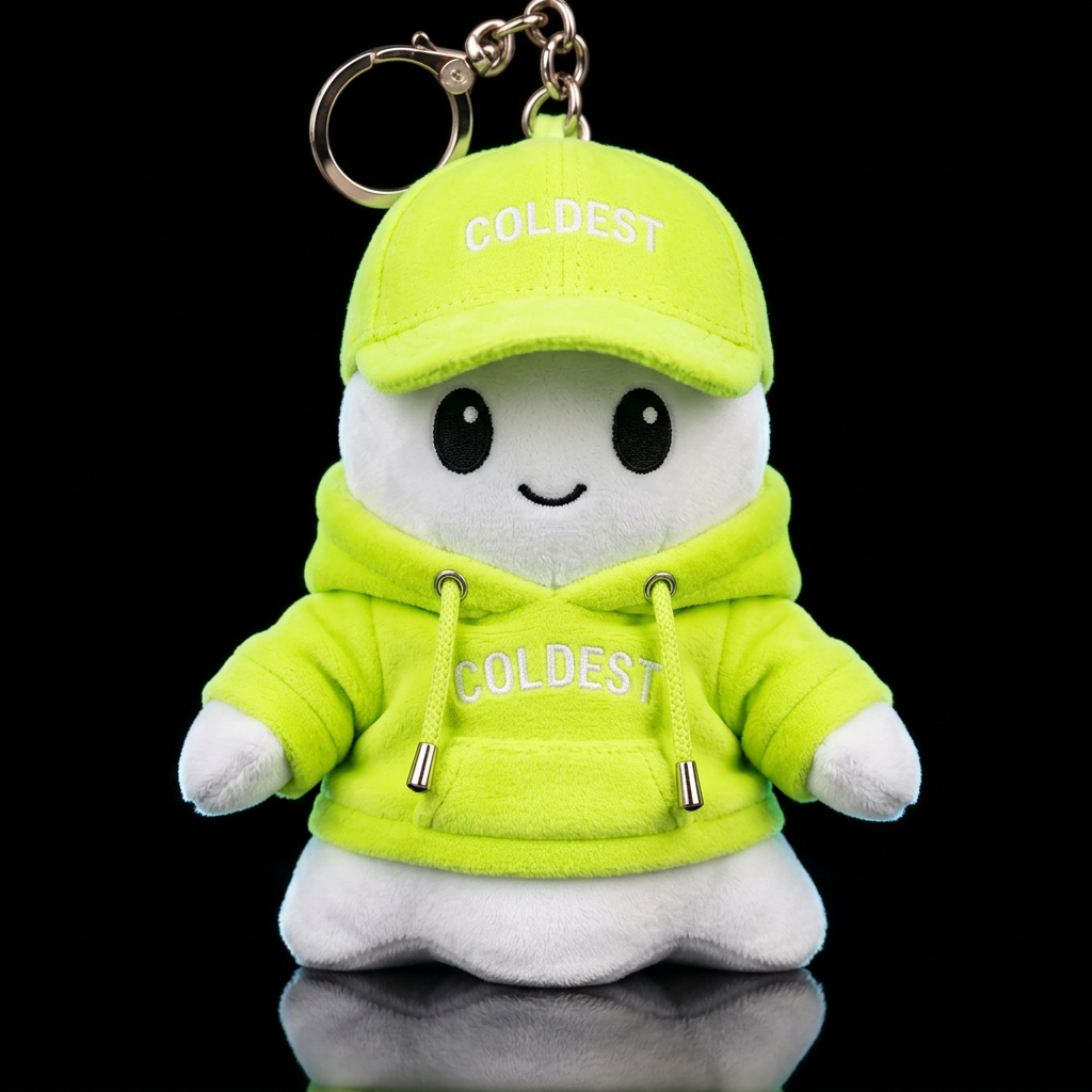 Cute ghost with glowie lemon green hoodie and hat water bottle design