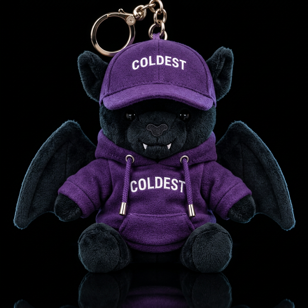 Black bat with dark purple hoodie water bottle design
