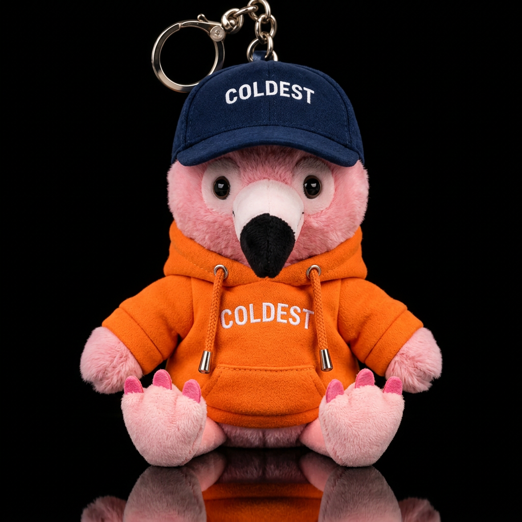 Flamingo with orange hoodie water bottle design