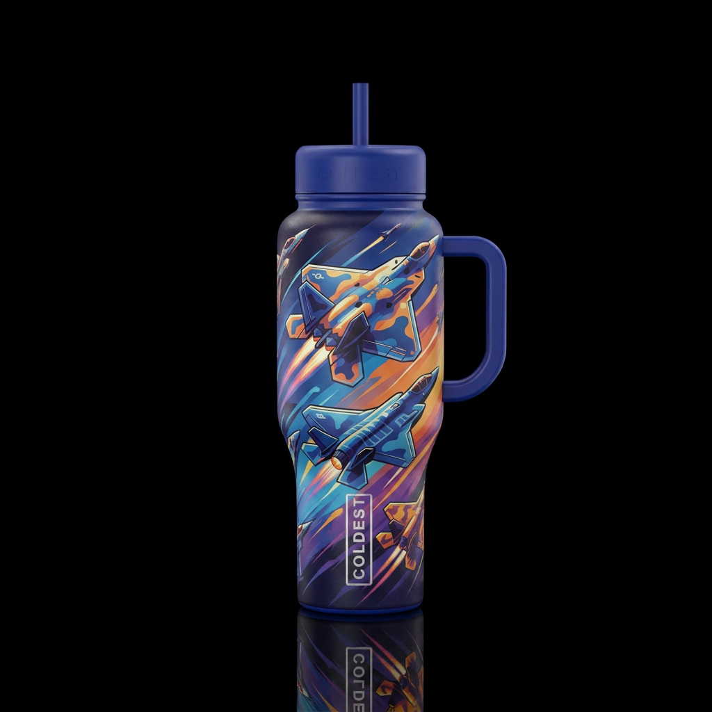 Fighter jet water bottle design