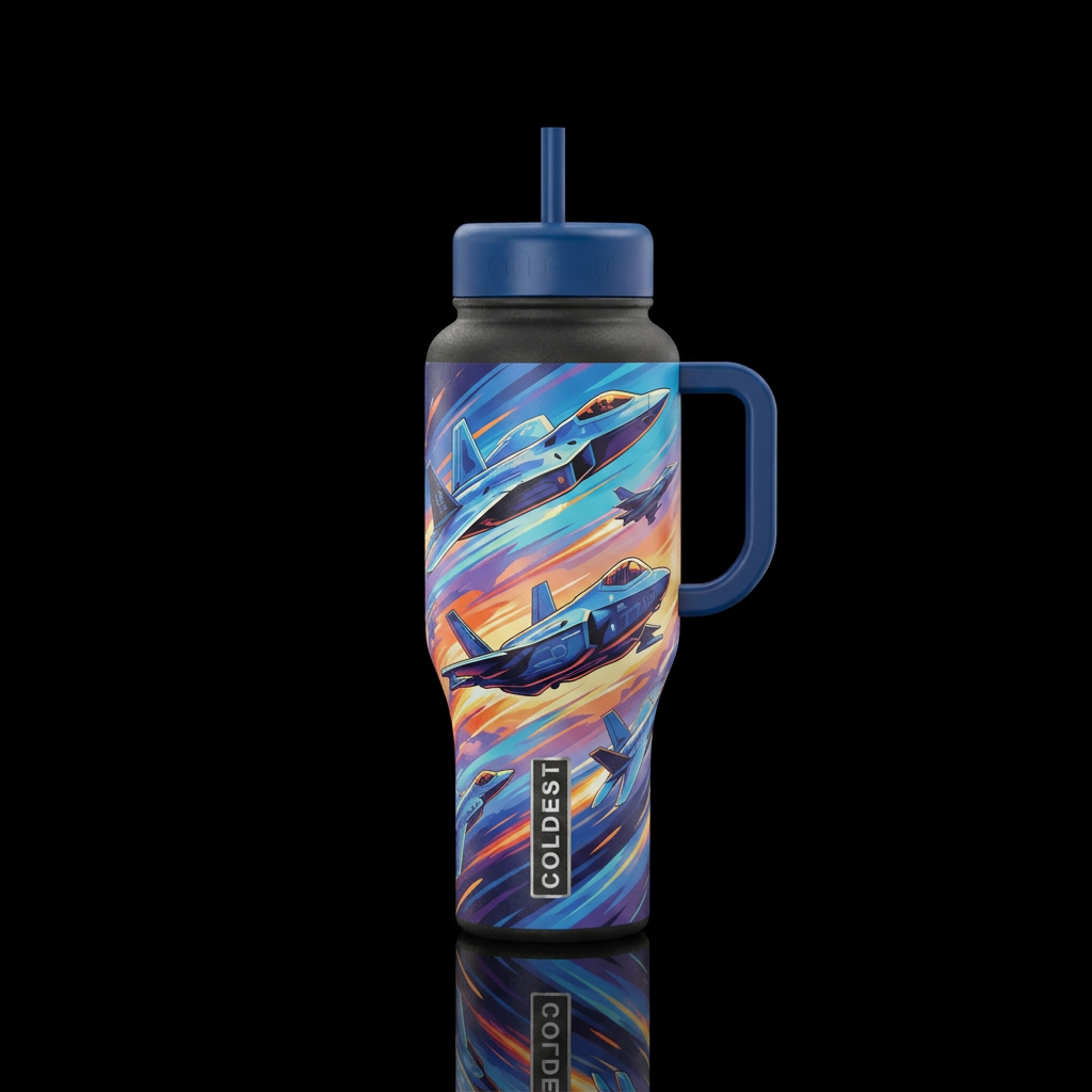 Fighter jet water bottle design