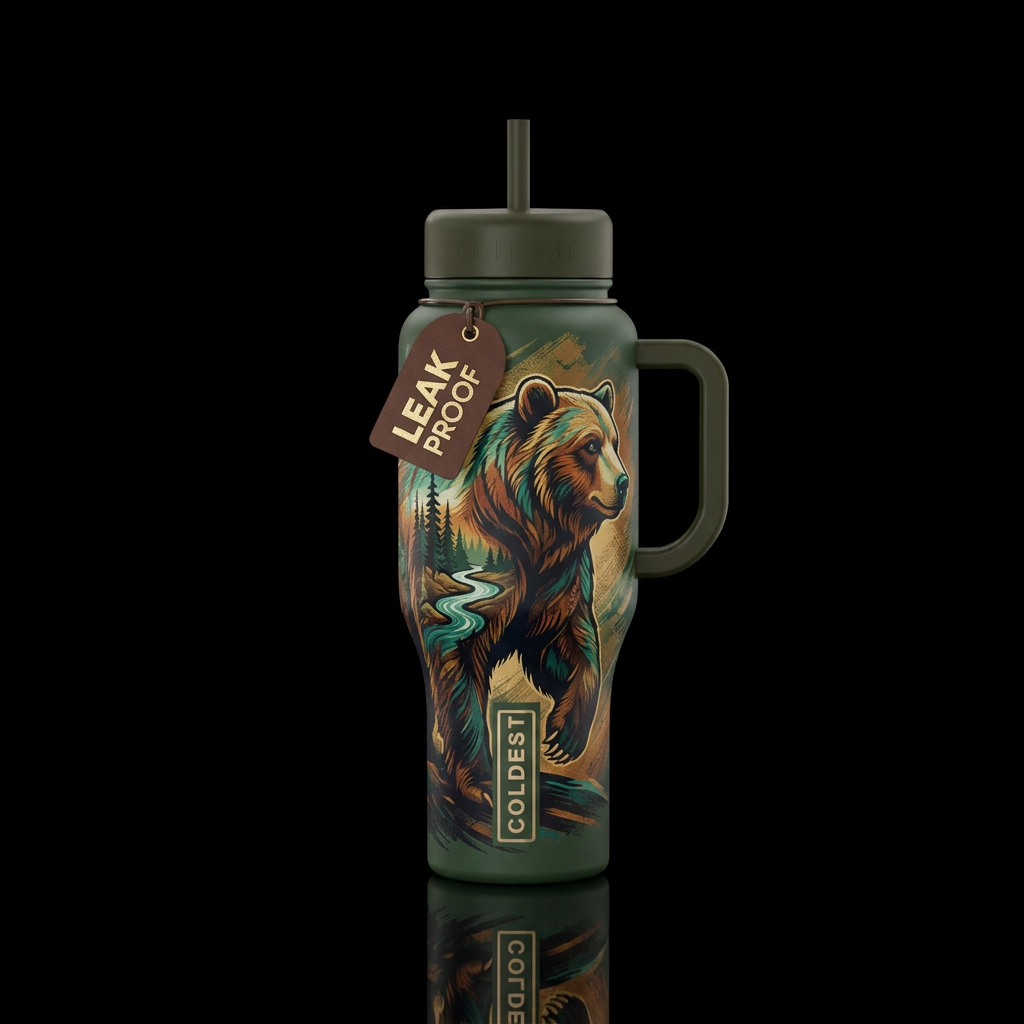 Big bear, manly design water bottle design
