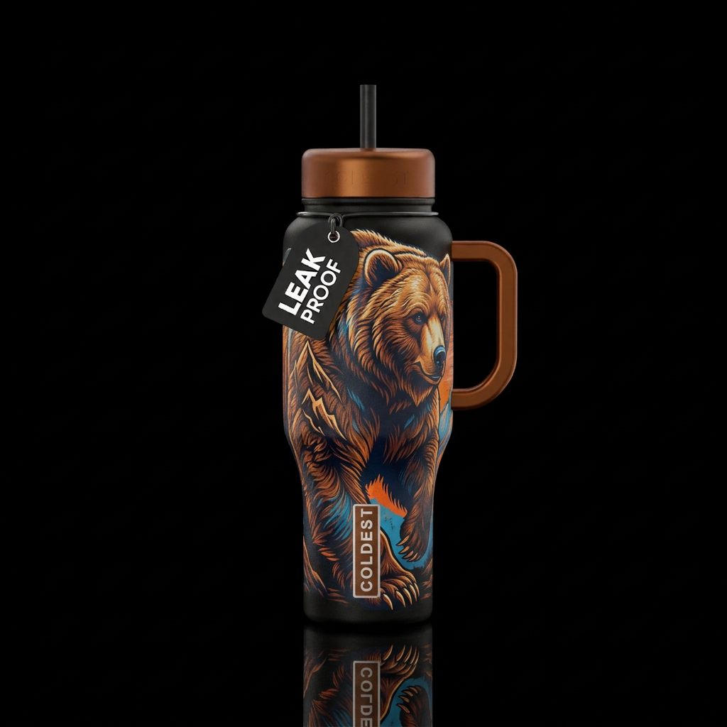 Big bear, manly design water bottle design