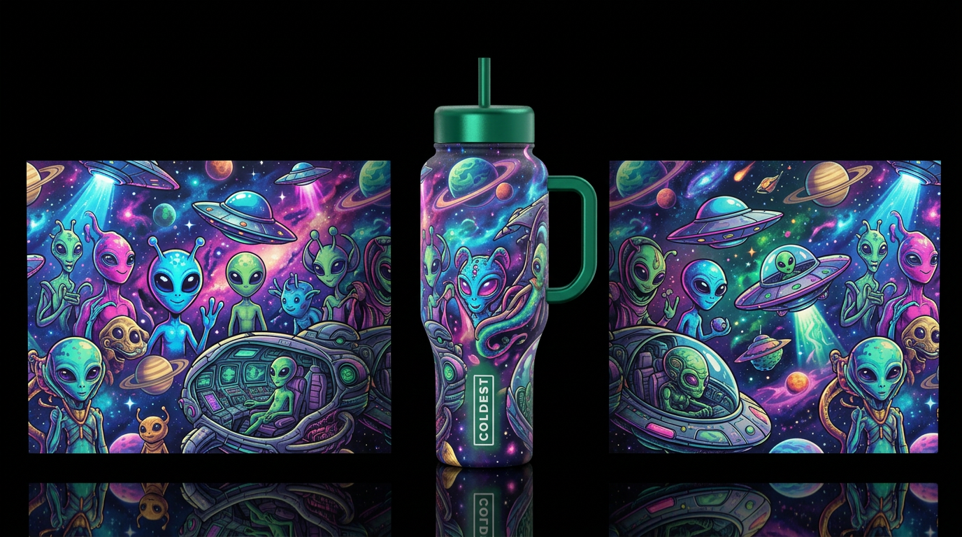 Alien water bottle design