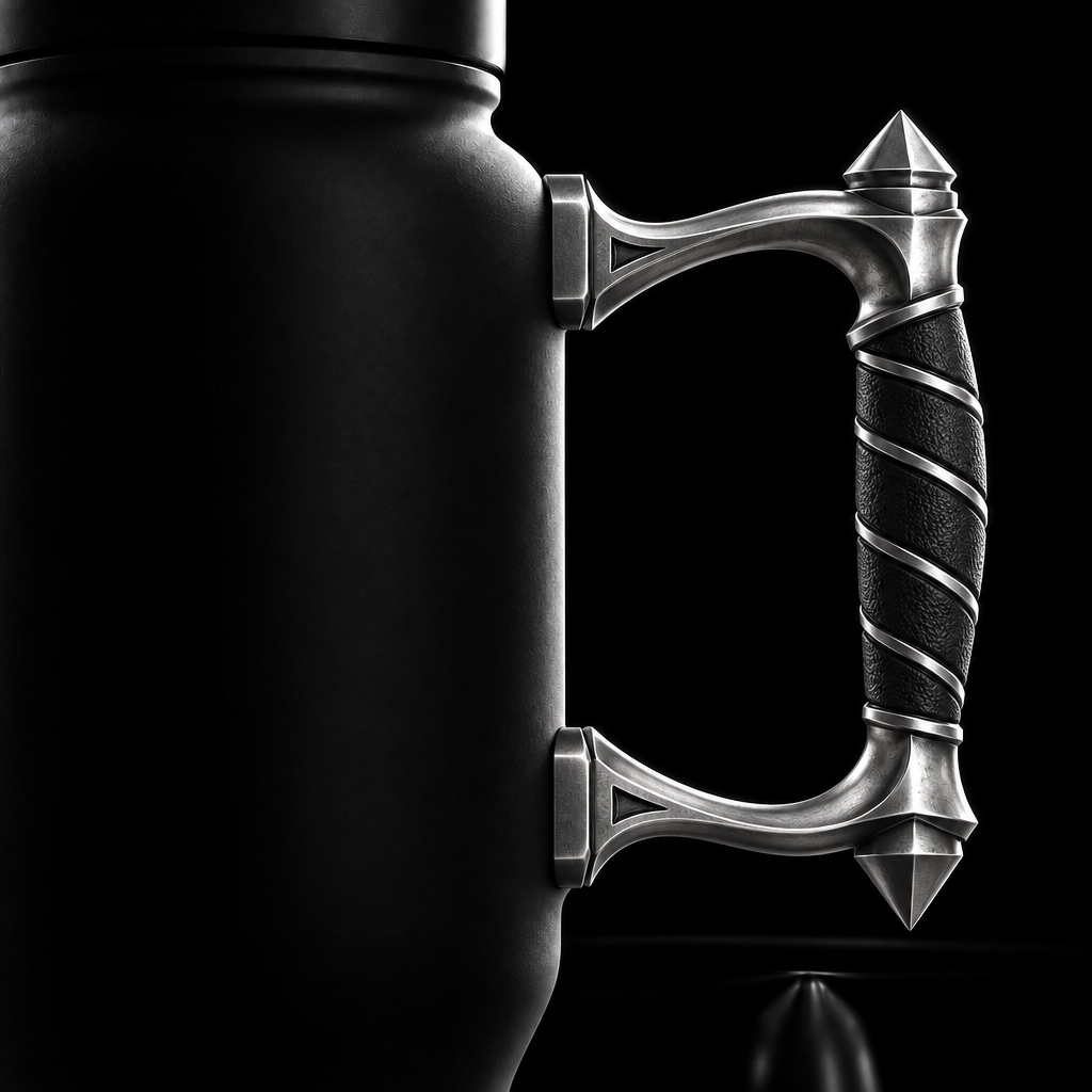 Silver dagger water bottle design