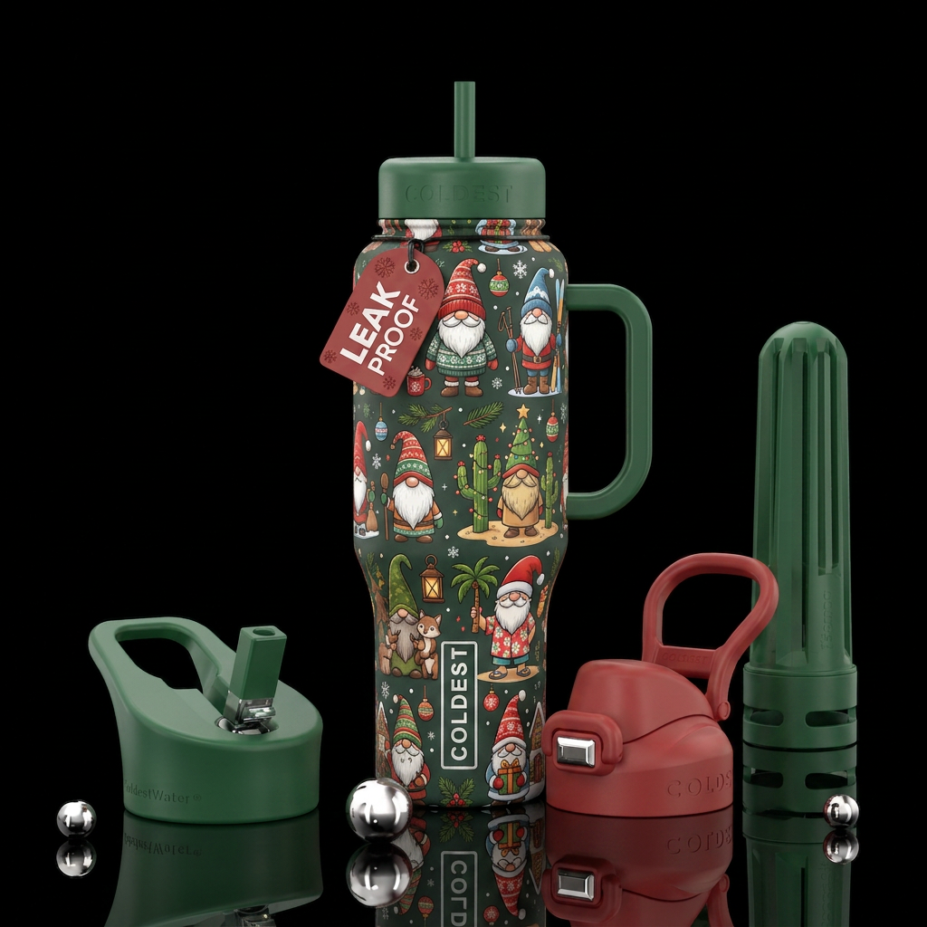 Create a seamless repeating Christmas pattern for ... water bottle design