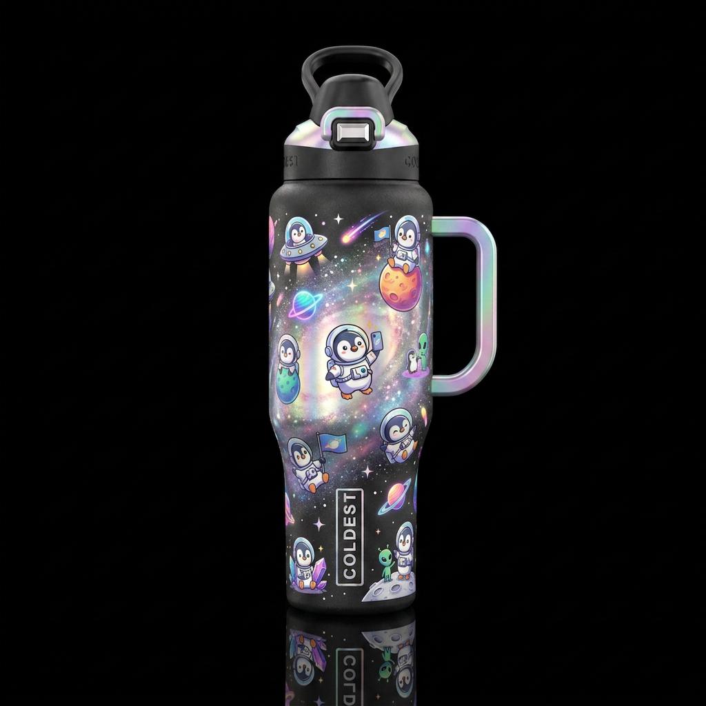 whimsical repeating pattern for a premium insulate... water bottle design