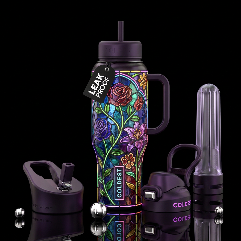 Painted, artistic, novel themed, dreamy, garden, s... water bottle design