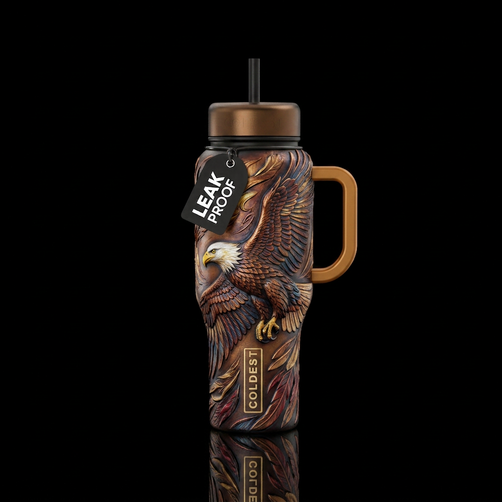 Sculpted majestic bald eagle water bottle design