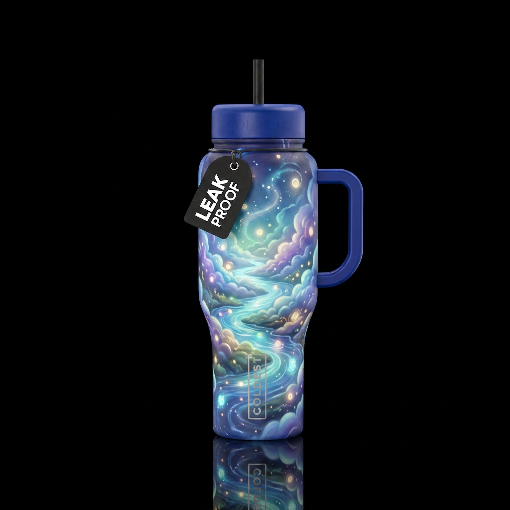 gentle stream, enchanted, cloud, glowie, magical, ... water bottle design