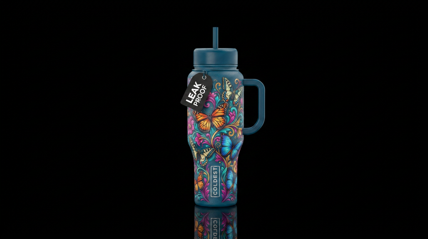 Love is like a butterfly water bottle design