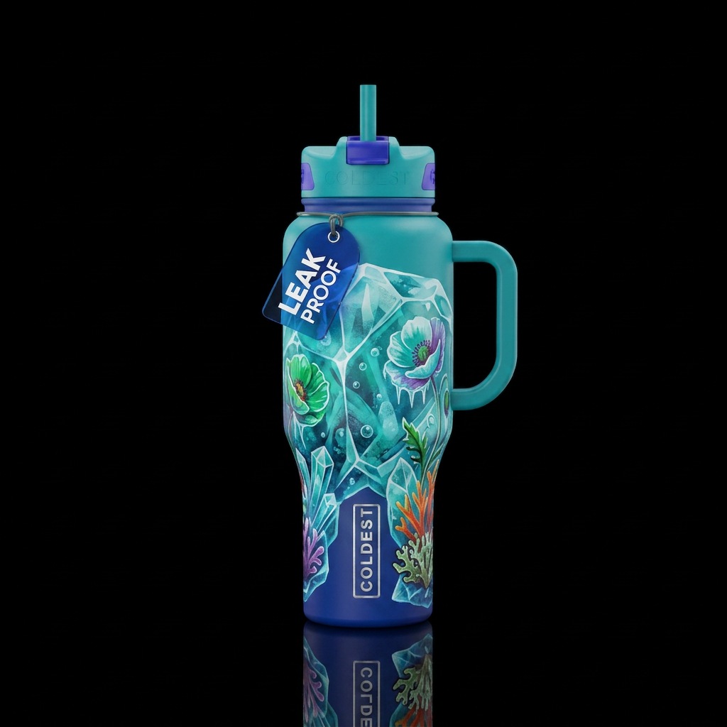 Life on the rocks water bottle design