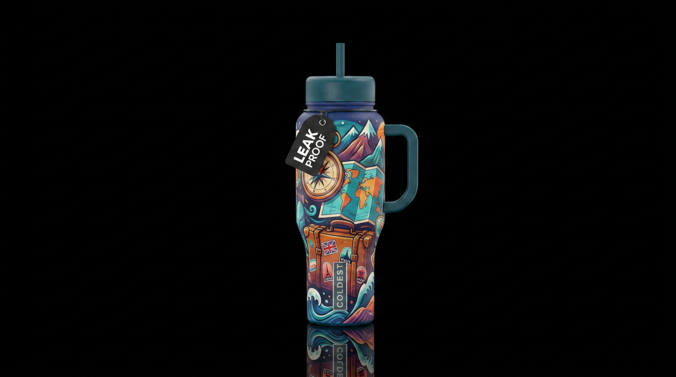 Wayward Travels water bottle design