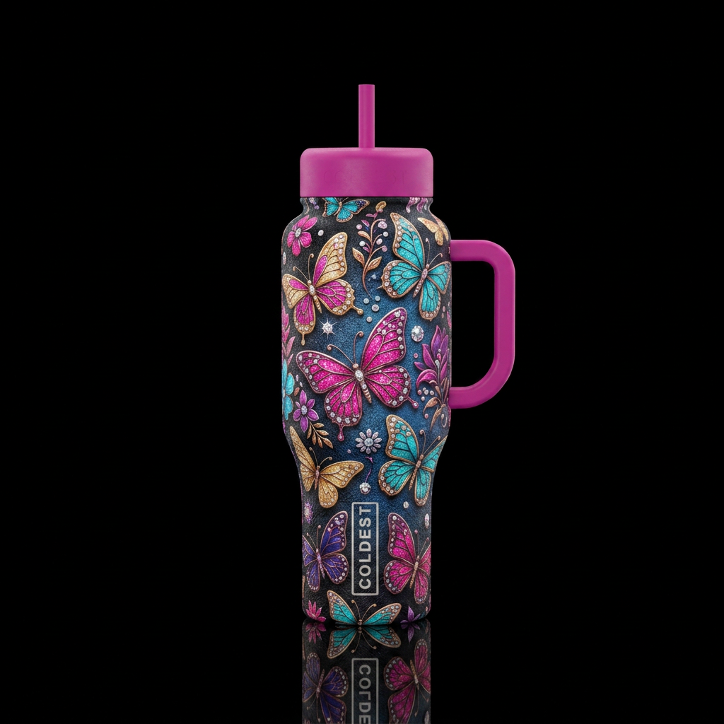 DOLLY PARTON INSPIRED BUTTERFLY CUP ! MAKE.IT TEXT... water bottle design