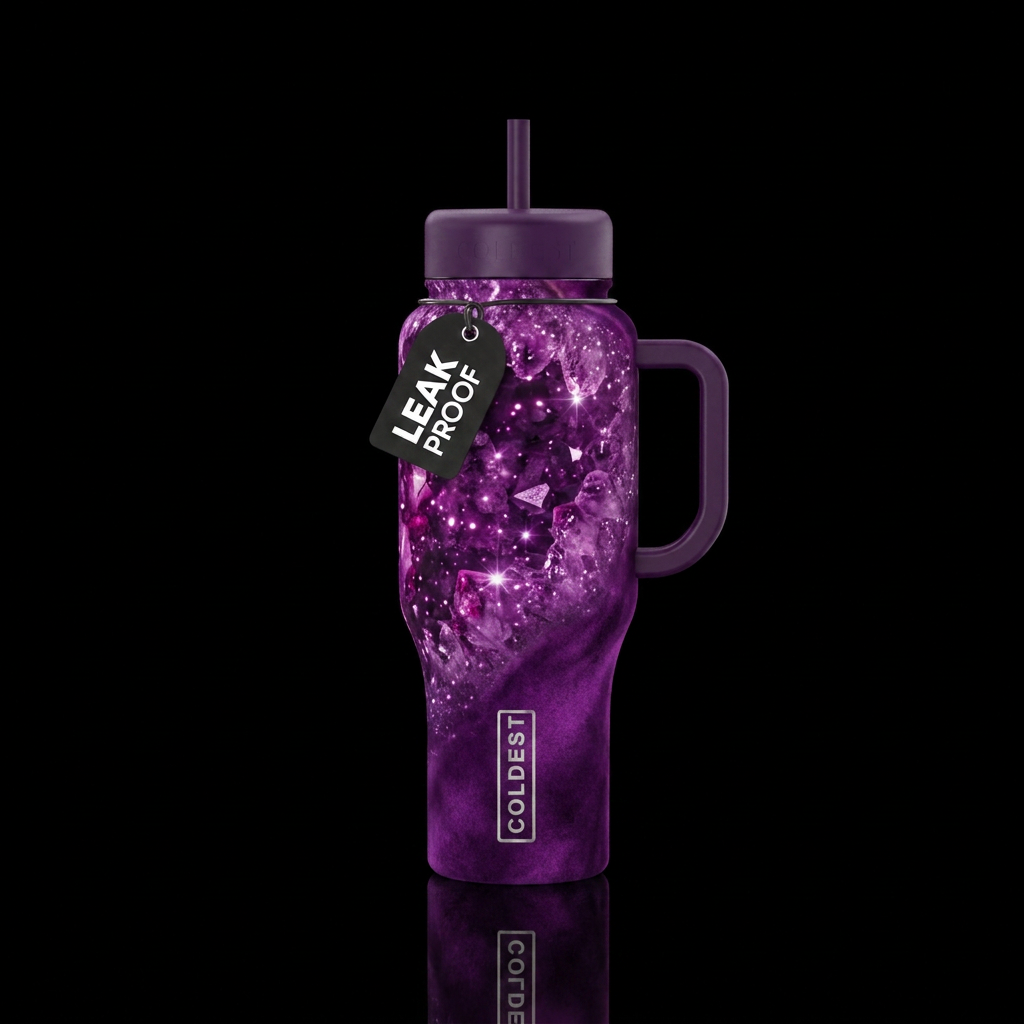 amethyst, magical, shiny, sparkly, vibrant, velvet water bottle design