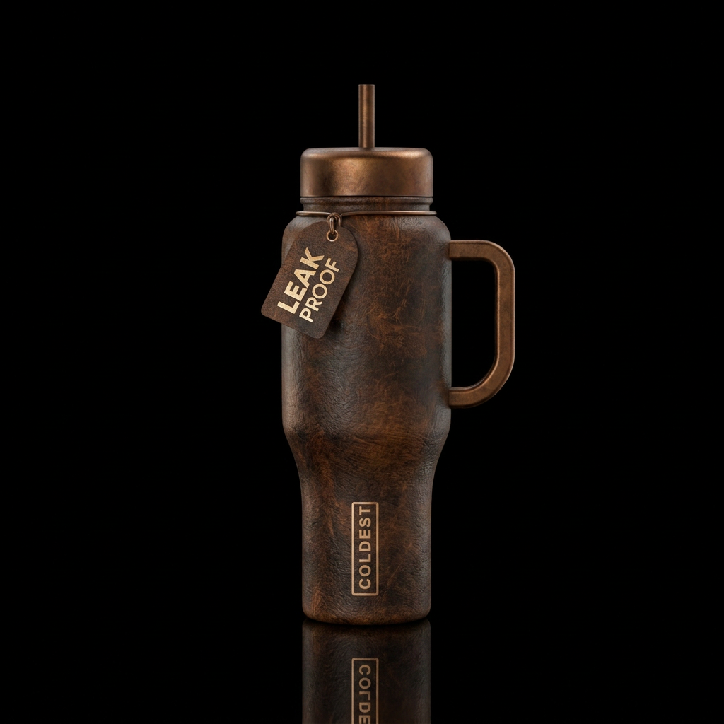 Rugged cigar lounge feel textured water bottle design