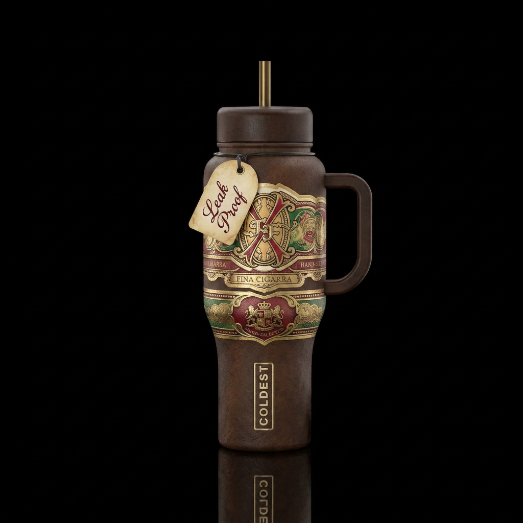 Cigar band , rustic, textured water bottle design