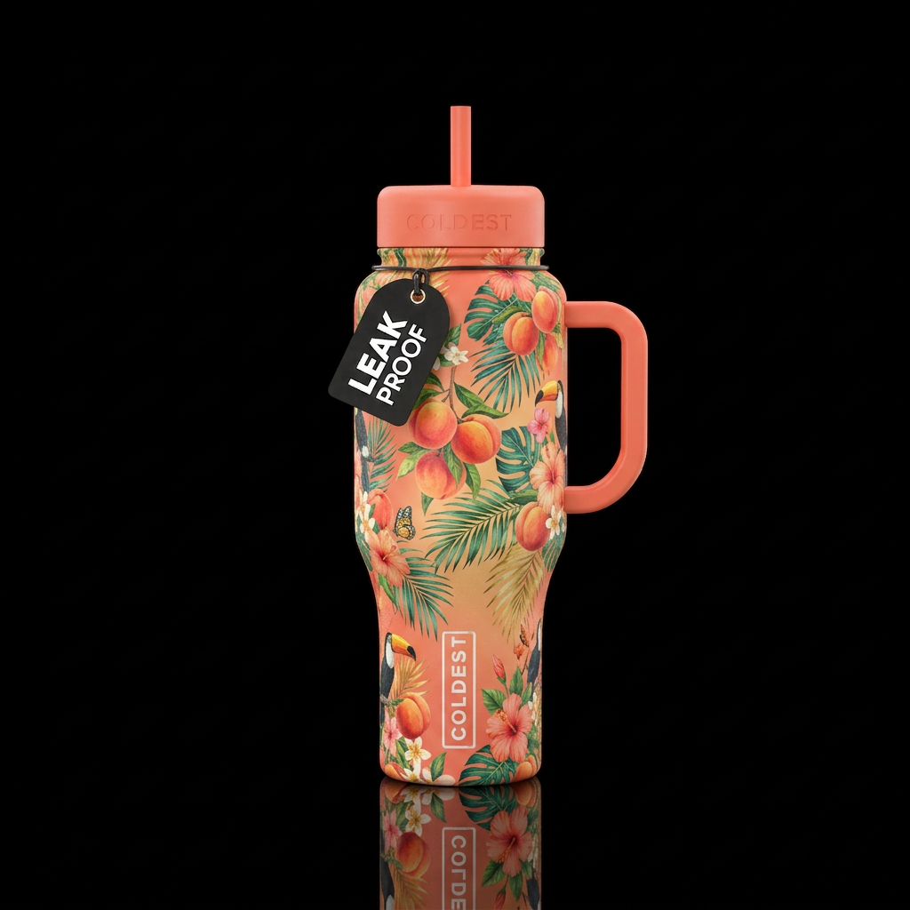 Peach paradise water bottle design