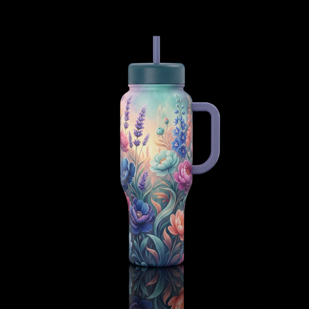 Dreamy, garden serenity water bottle design
