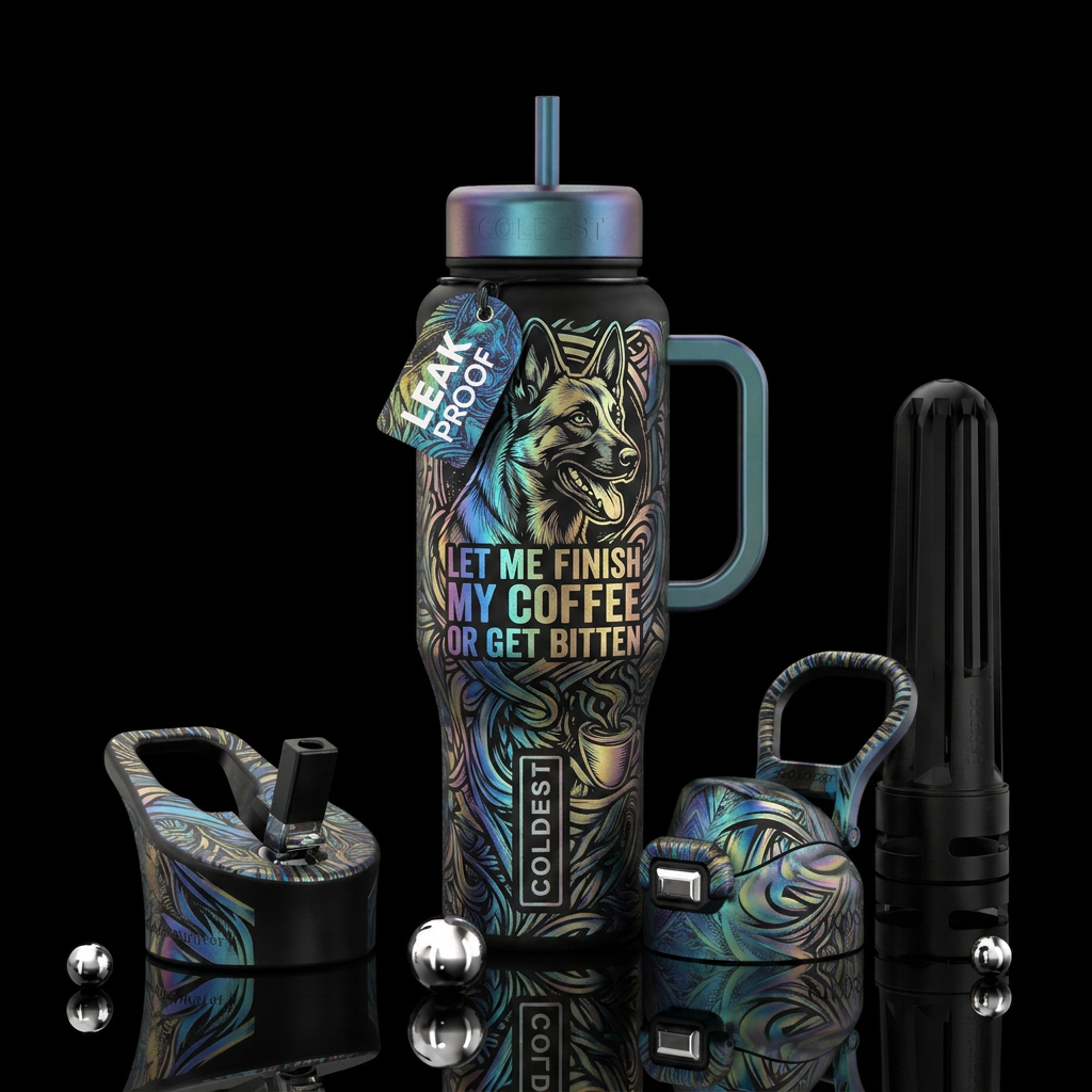 Belgian malinois saying let me finish my coffee or... water bottle design