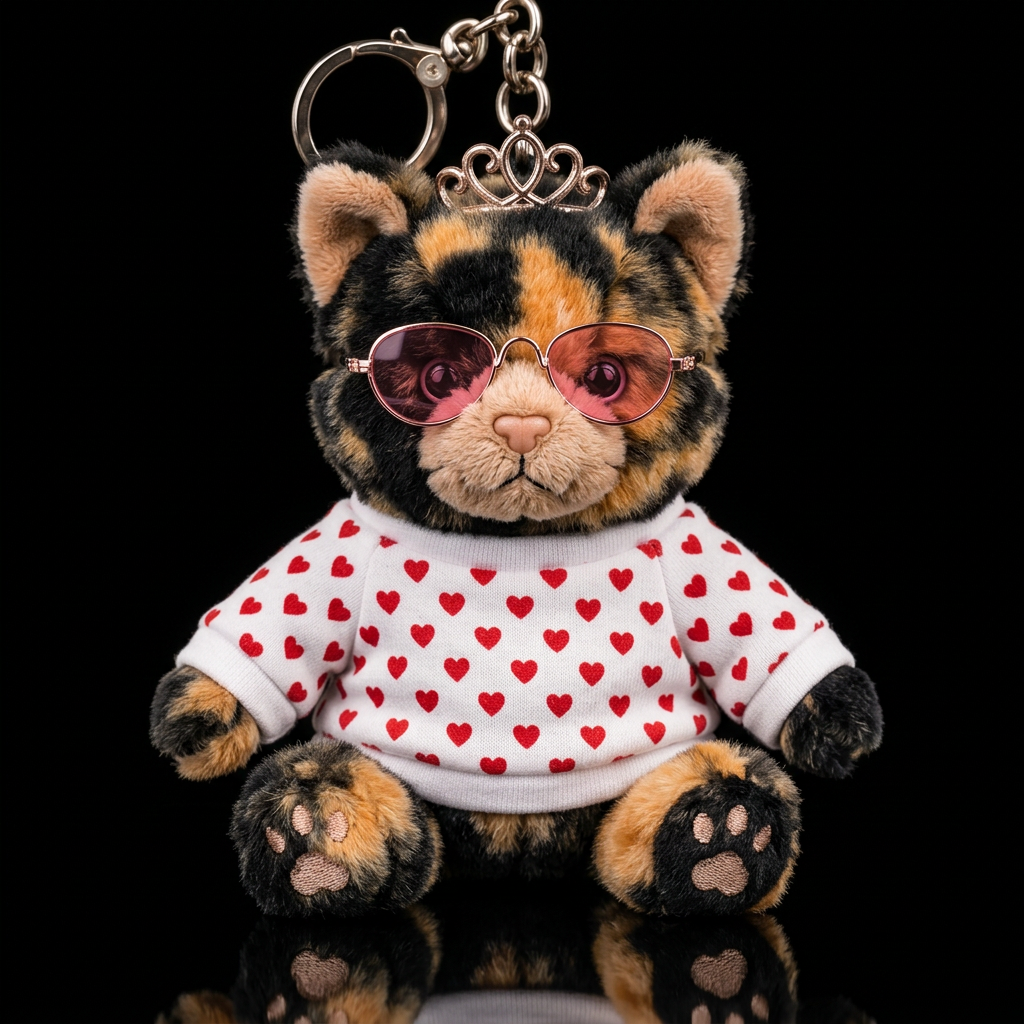 tortie cat, pink lens sunglasses, tiara, not baseb... water bottle design