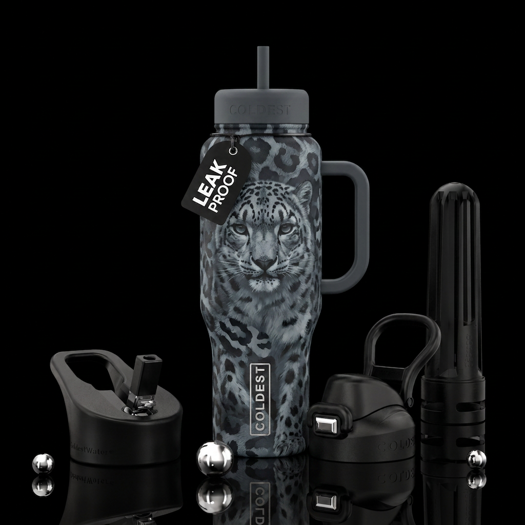Camouflage the snow leopard (the ghost of the moun... water bottle design