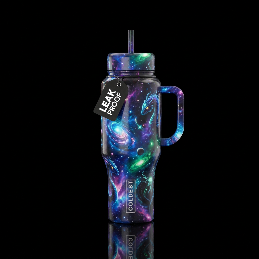 cosmos, glowie, darkness, mythical water bottle design