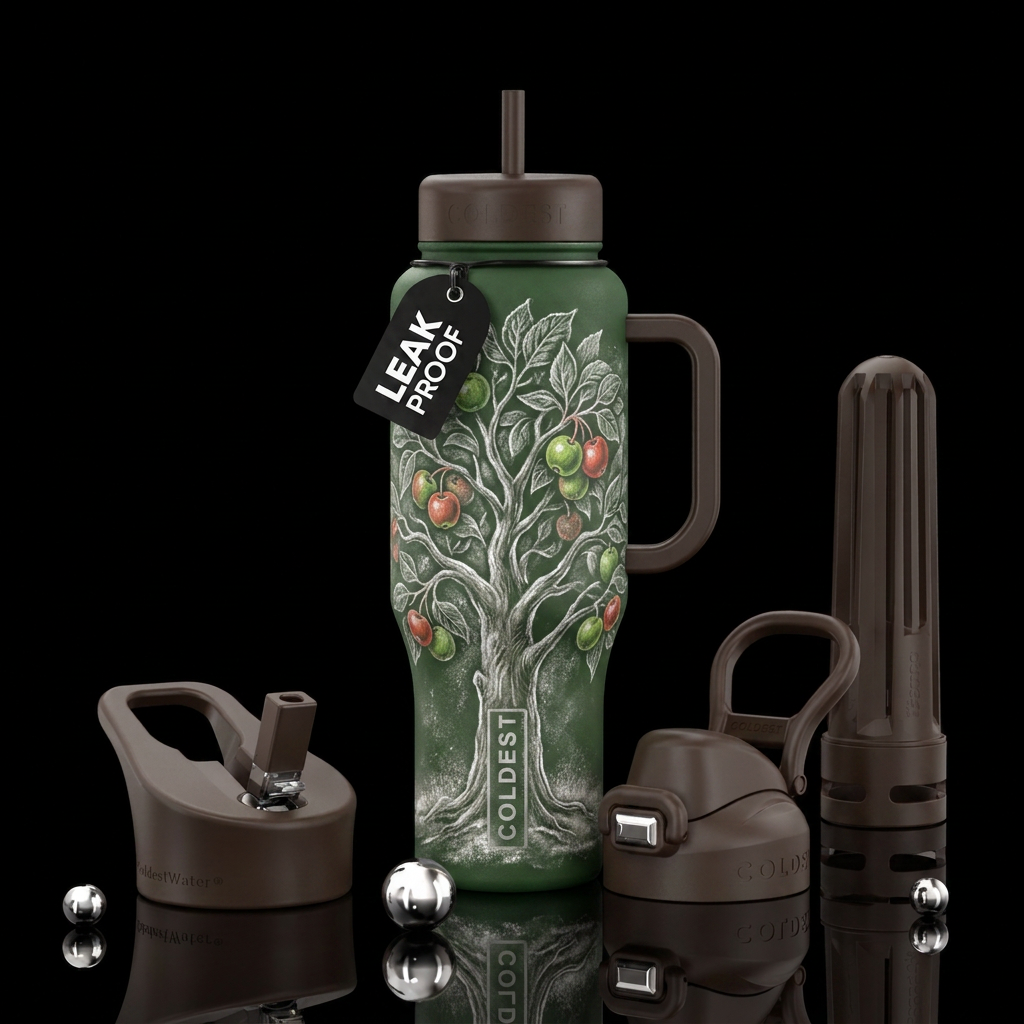Any color bottle.  Chalk drawing of a crab apple t... water bottle design