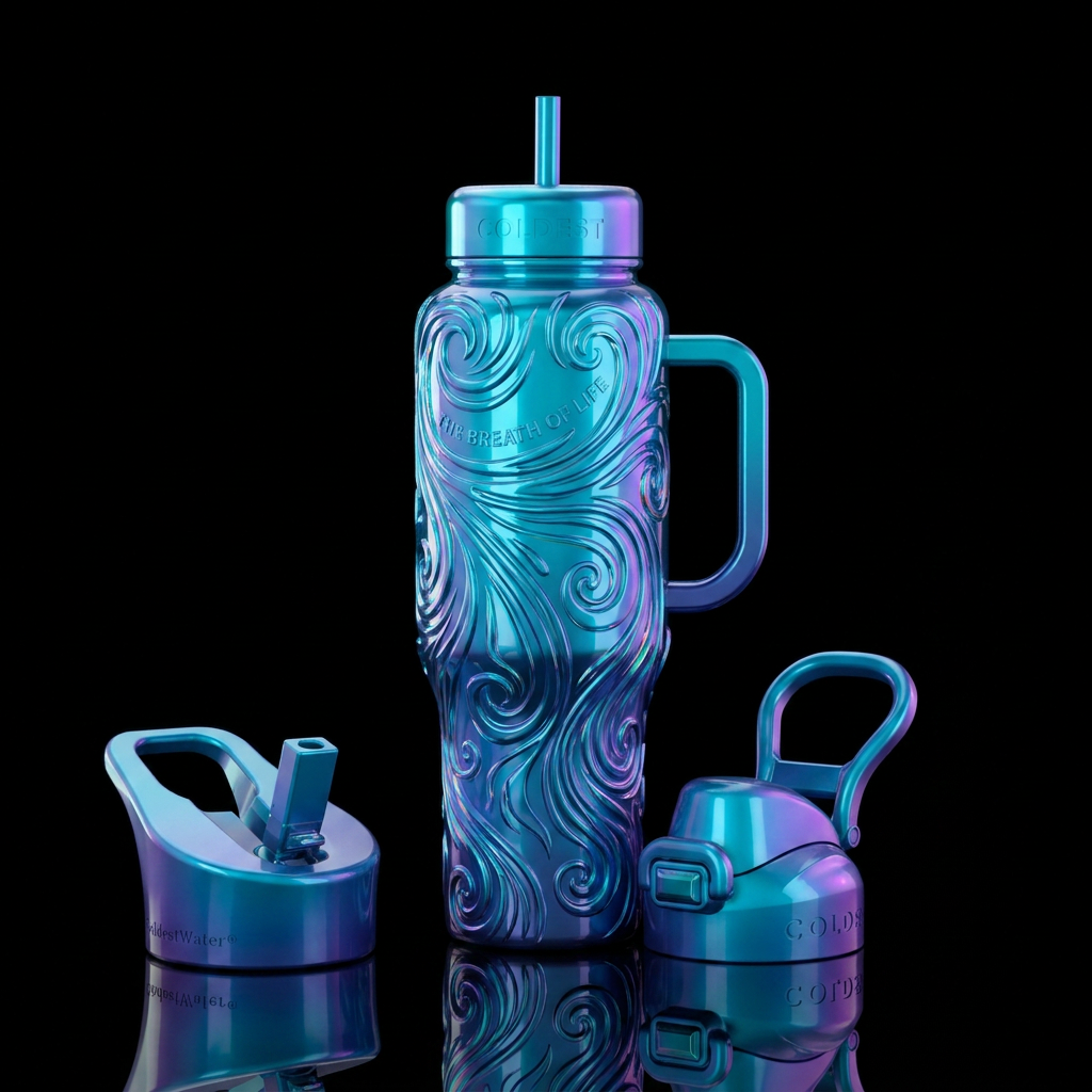 aNY COLOR BOTTLE.  hIGH GLOSS.  tHE BREATH OF LIFE... water bottle design