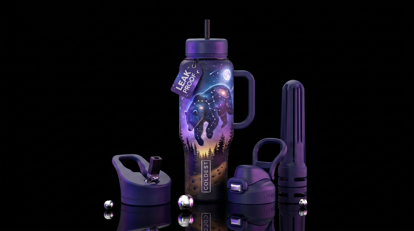 When twilight opened its violet wings, a great bea... water bottle design