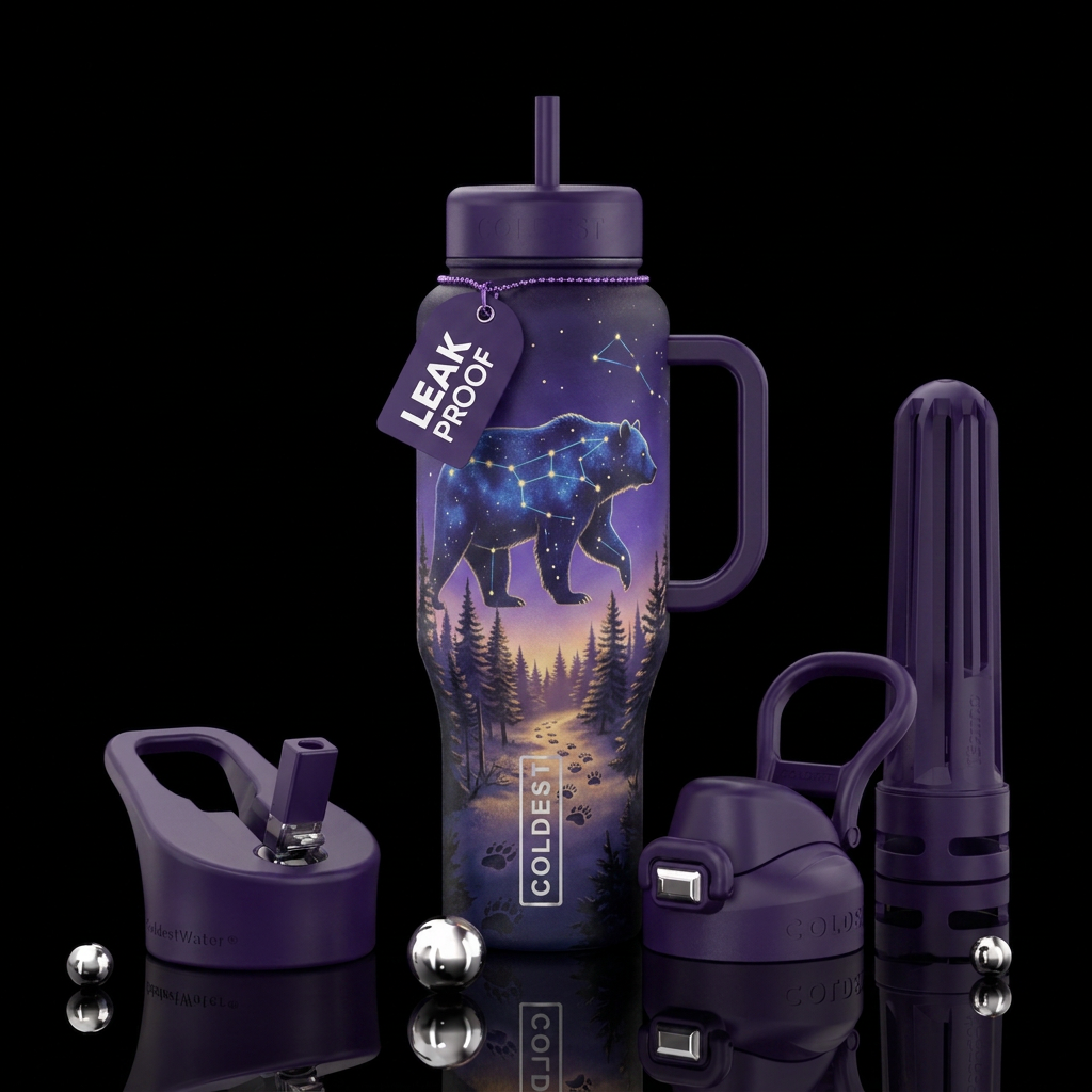 When twilight opened its violet wings, a great bea... water bottle design