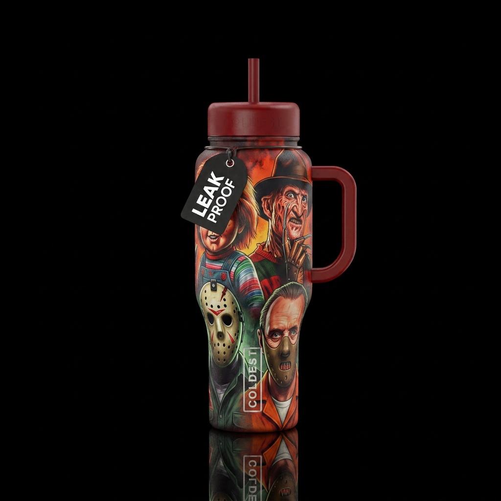 Chucky Freddie Jason Hannibal water bottle design