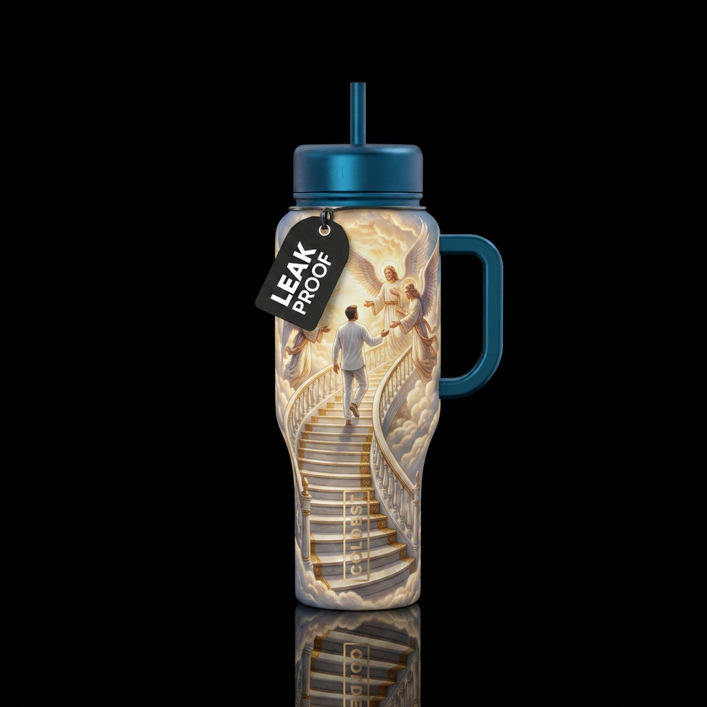 Wearing white and you walk up stairs through the c... water bottle design