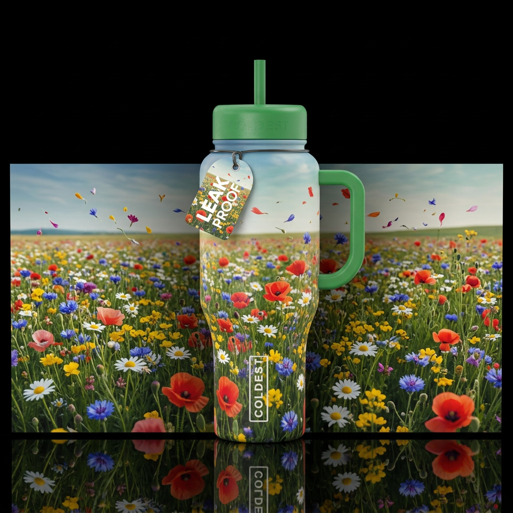 Field of wildflowers Farther than the eye can see,... water bottle design