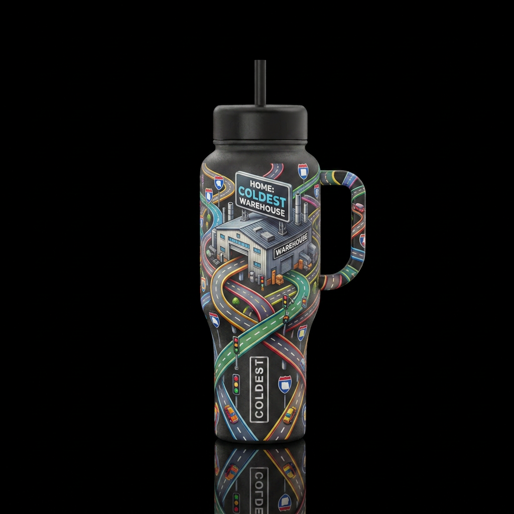 All roads coming from all states, lead home, to co... water bottle design