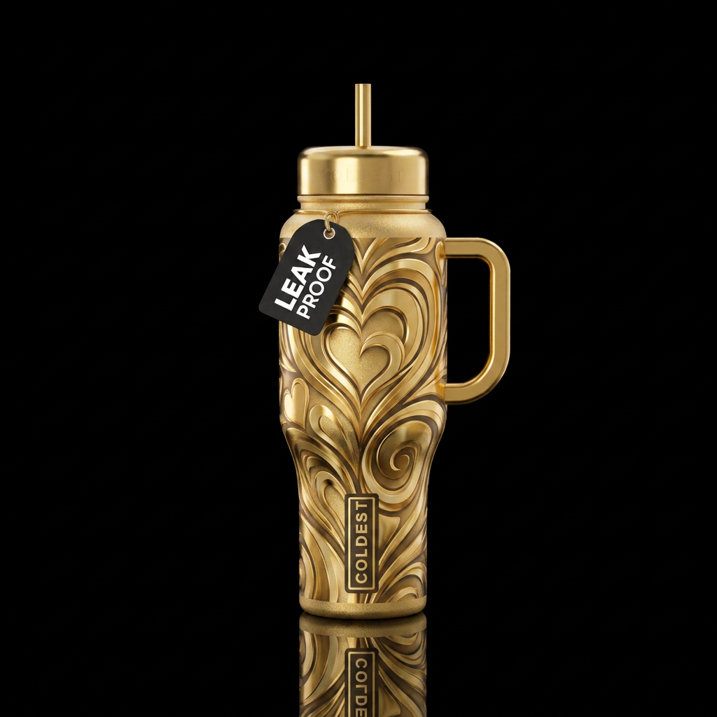 A design based on everlasting love in gold water bottle design